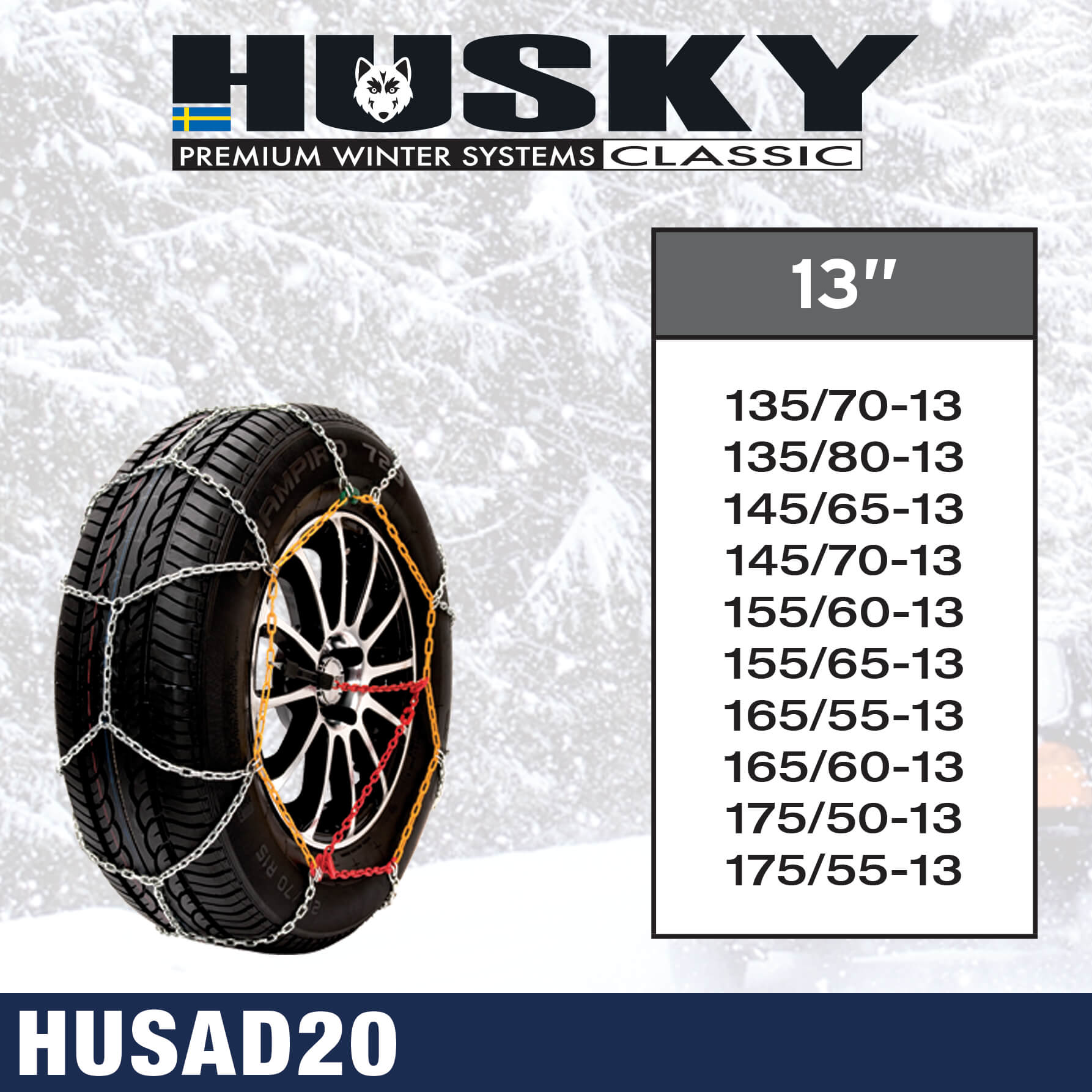 255/40 R18 Sumex Husky Winter Classic Alloy Steel Snow Chains for 18 Car Wheel Tires 
