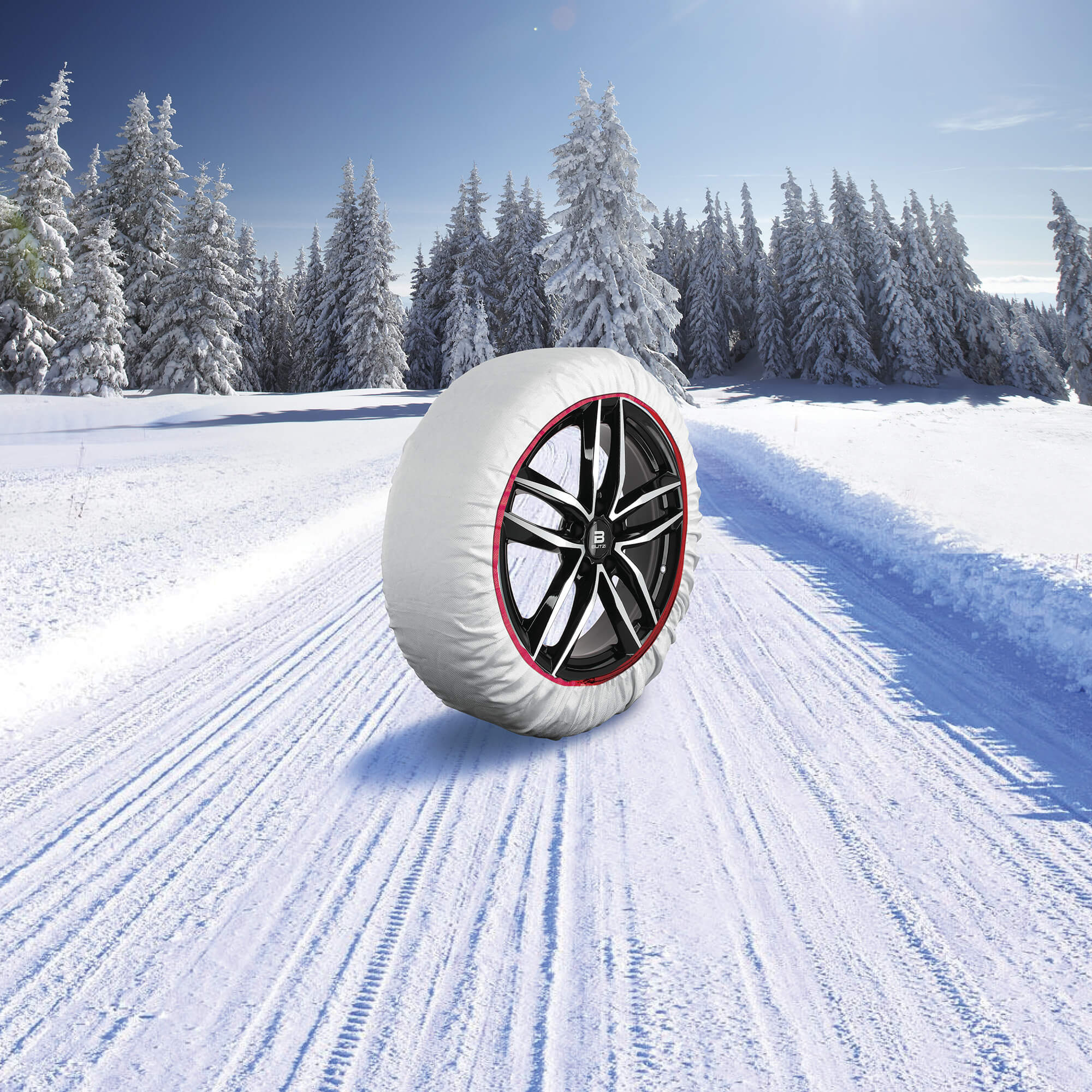 Husky Sumex Winter Textile Car Wheel Ice RED & WHITE Frost & Snow Chain Socks for 17 Tyres 185/70 R17 